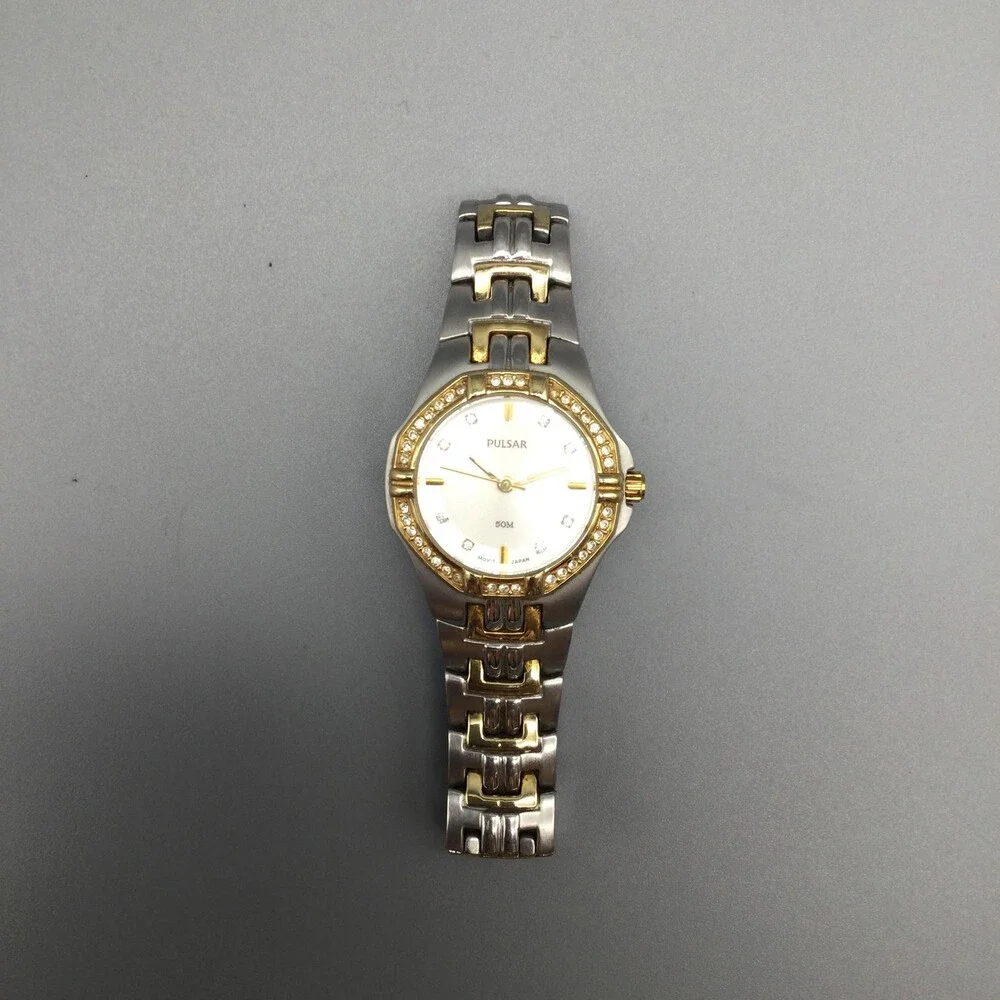 Pulsar Womens Watch 26mm Two Tone Silver Gold VX51-X416 50M New Battery 6